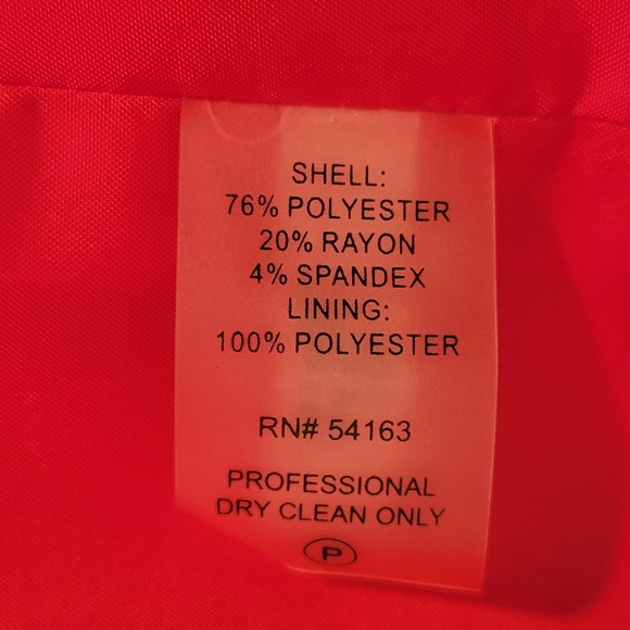 Calvin Klein 2 Red Draped Ruffled Collarless Open Front Long Cardigan Blazer - Picture 11 of 11